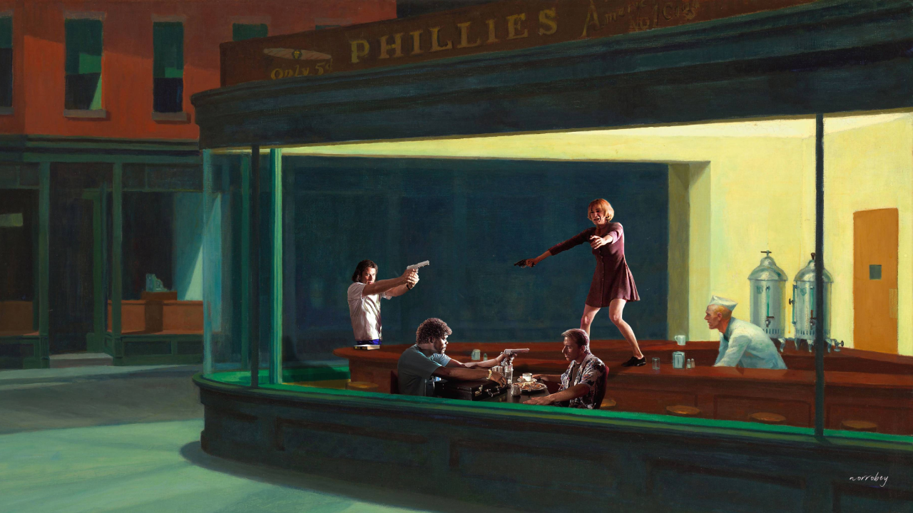 Pulp Hawks - Edward Hopper x Pulp Fiction